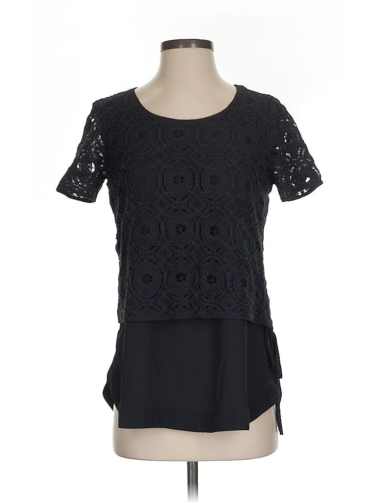 Pre-owned Pleione Short Sleeve Top Black Keyhole Neckline Tops