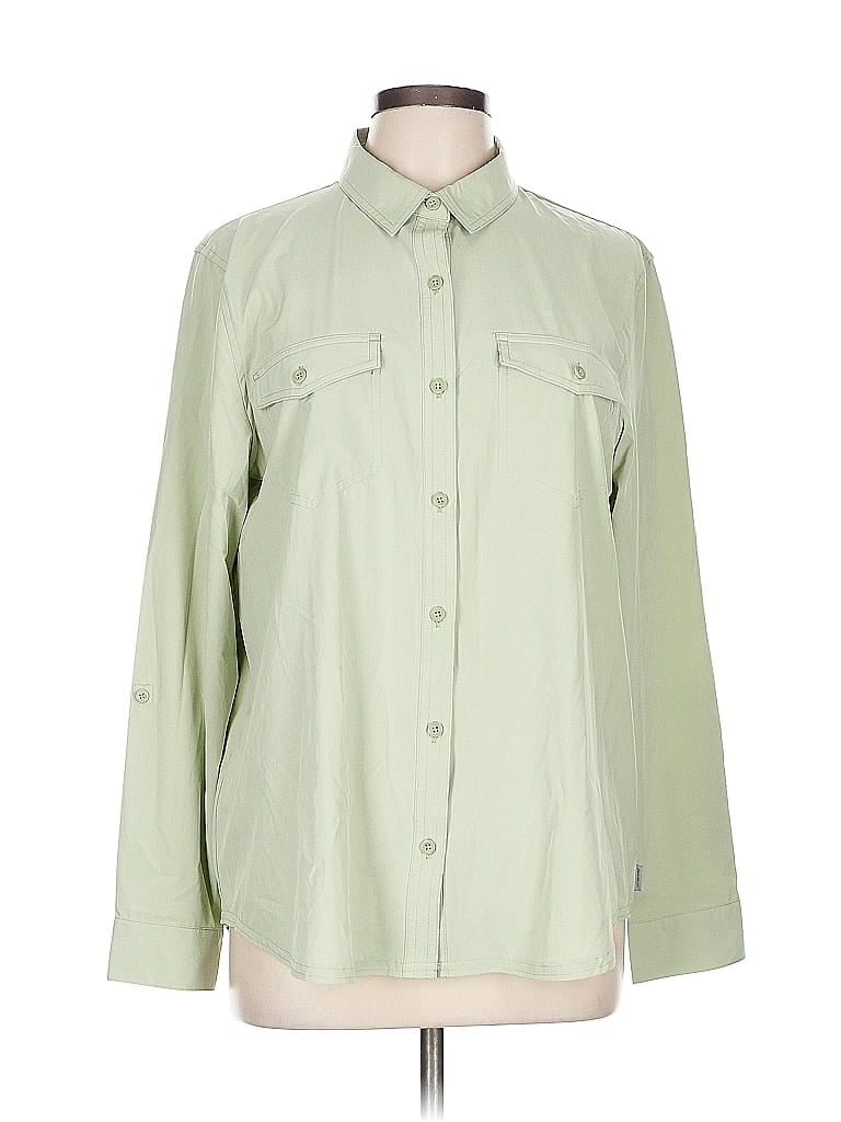 Pre-owned Eddie Bauer Long Sleeve Blouse In Green