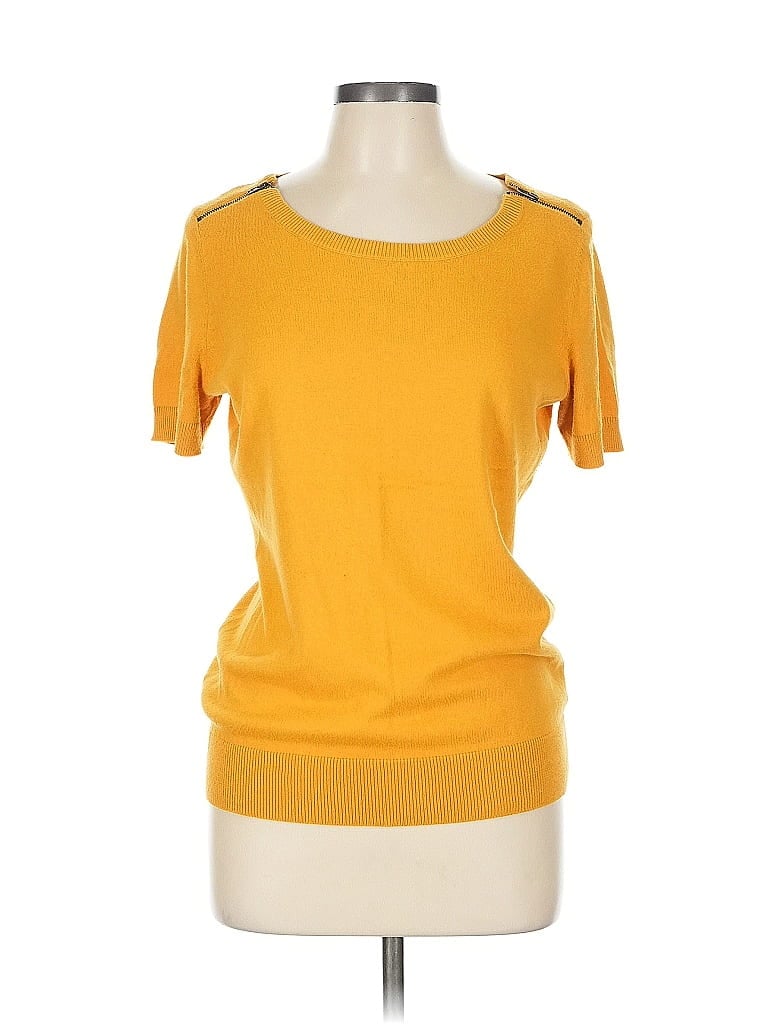 Pre-owned Worthington Short Sleeve Top Yellow Scoop Neck Tops