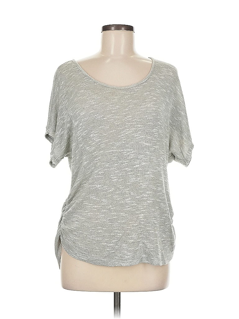 Pre-owned Espresso Short Sleeve Top Gray Scoop Neck Tops