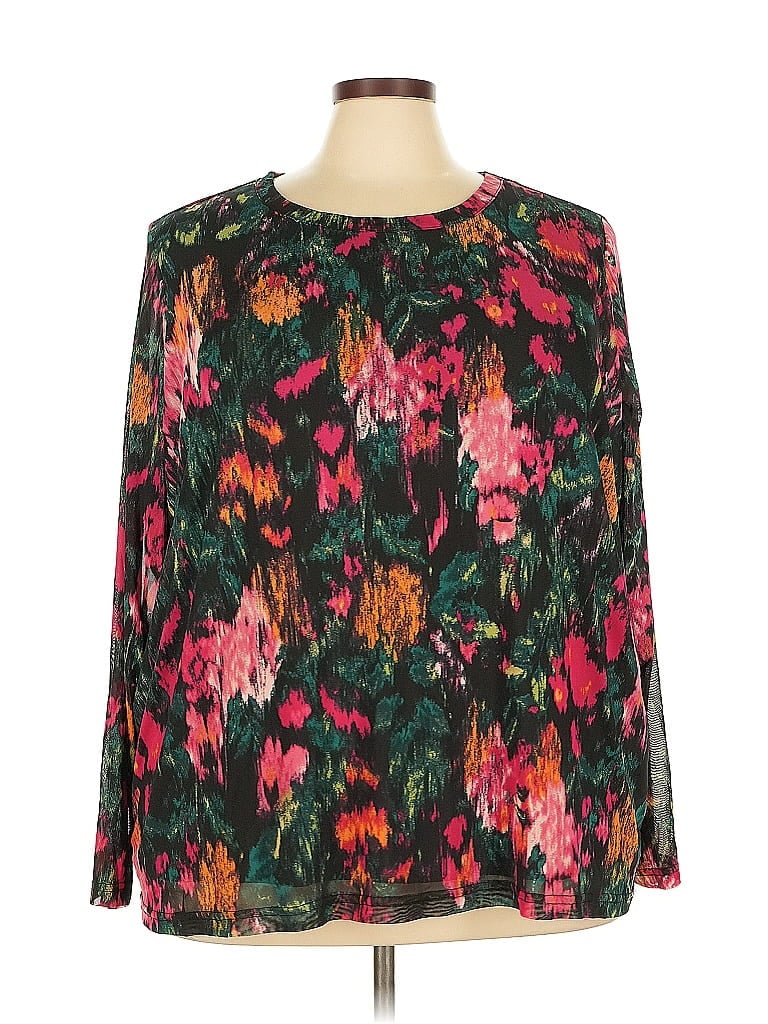 Pre-owned Terra & Sky Long Sleeve Blouse In Green