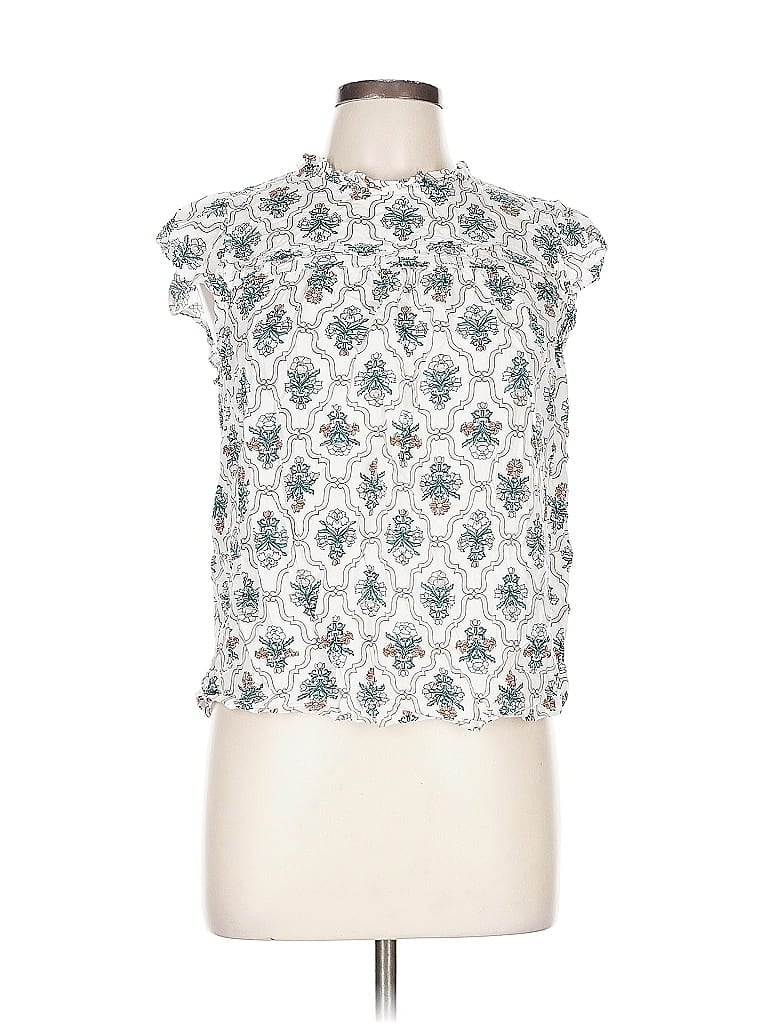 Pre-owned Ann Taylor Loft Outlet Short Sleeve Blouse In Silver
