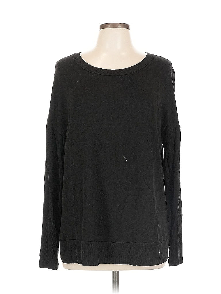 Pre-owned Danskin Now Long Sleeve Top Black Boatneck Tops