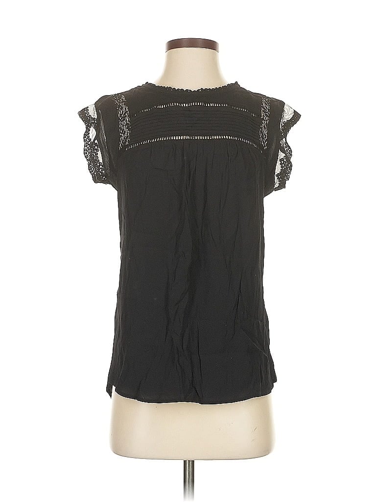 Pre-owned Daniel Rainn Short Sleeve Blouse In Black
