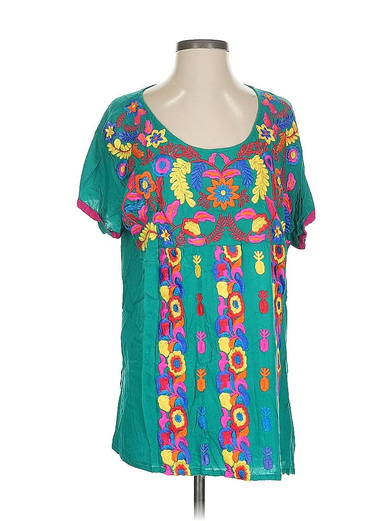 Pre-owned Assorted Brands Short Sleeve Blouse In Blue