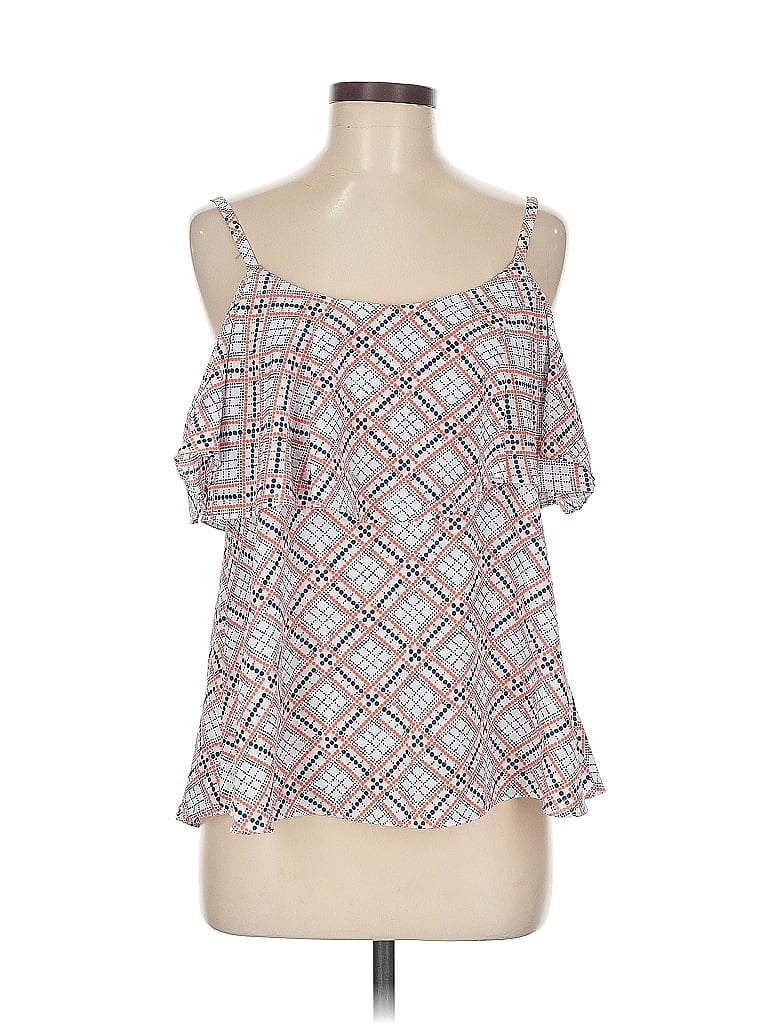 Pre-owned Bobeau Sleeveless Top White Cold Shoulder Neckline Tops