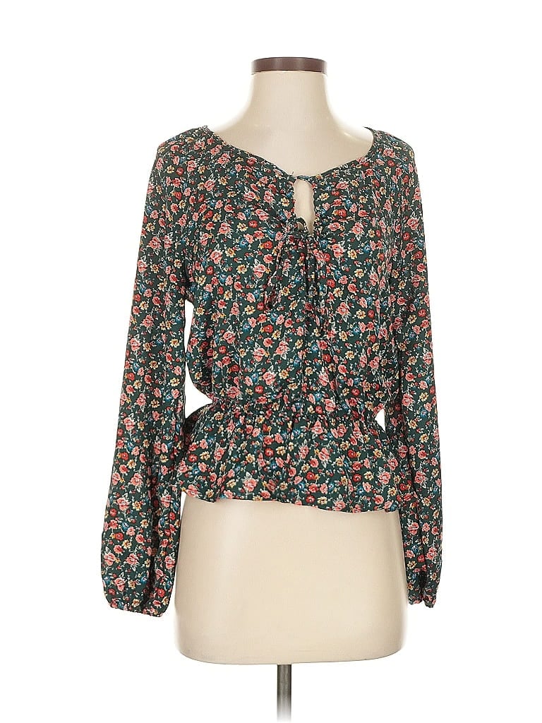 Pre-owned Assorted Brands Long Sleeve Blouse In Green