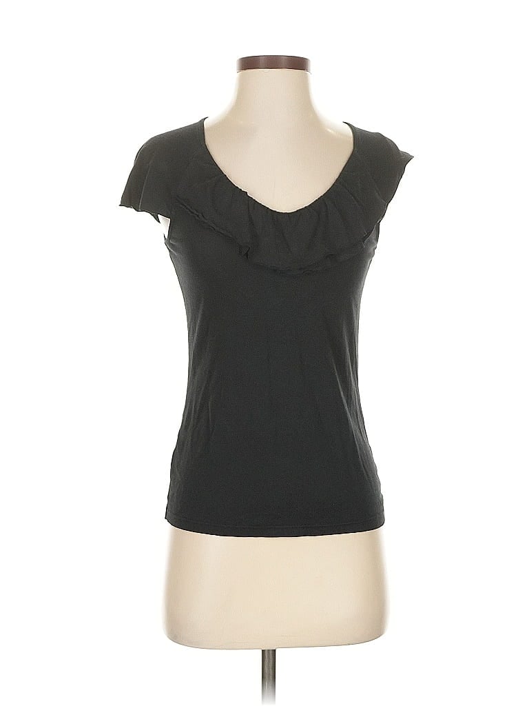 ANN TAYLOR Pre-owned Short Sleeve Top Black Scoop Neck Tops