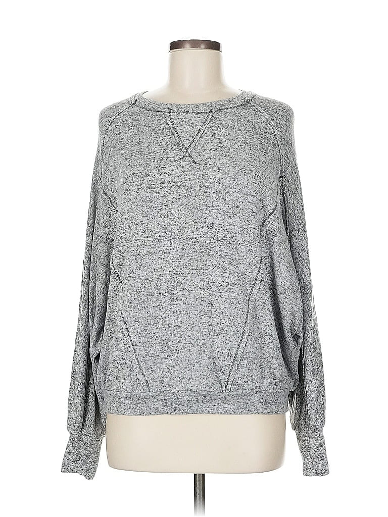 Pre-owned Jun & Ivy Long Sleeve Top Gray Crew Neck Tops