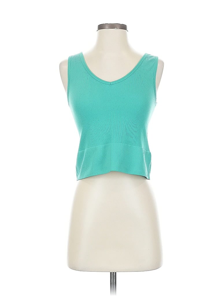 NINE WEST Pre-owned Tank Top Teal Strapless Neckline Tops In Blue