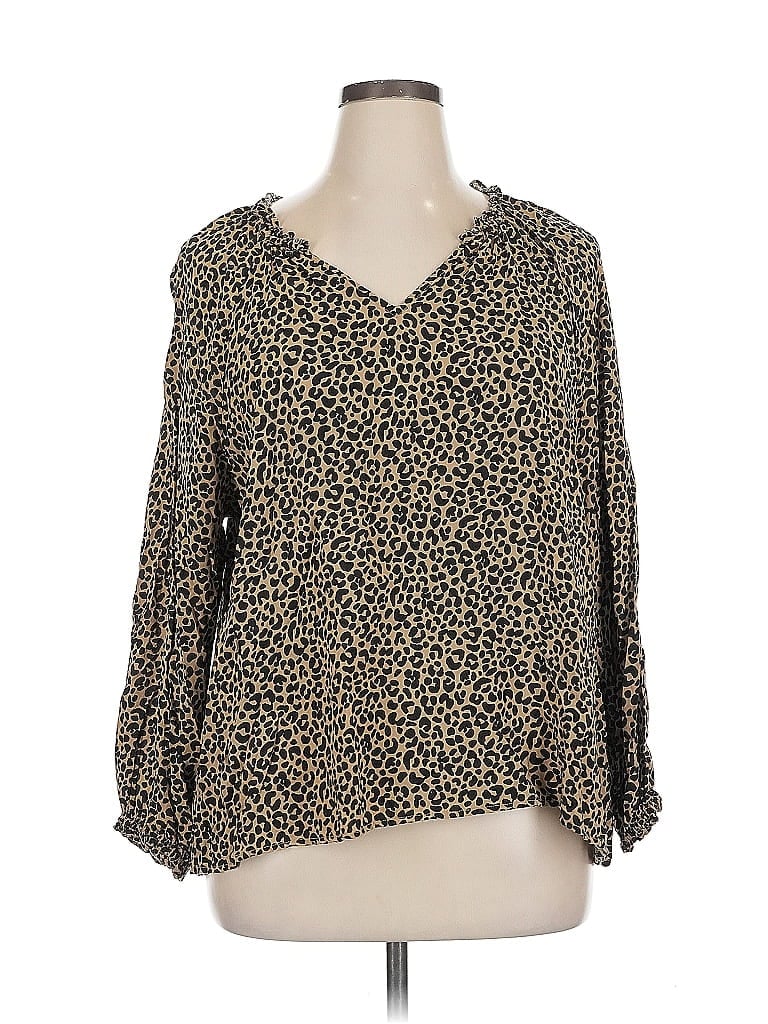 Pre-owned Old Navy 3/4 Sleeve Blouse In Gold