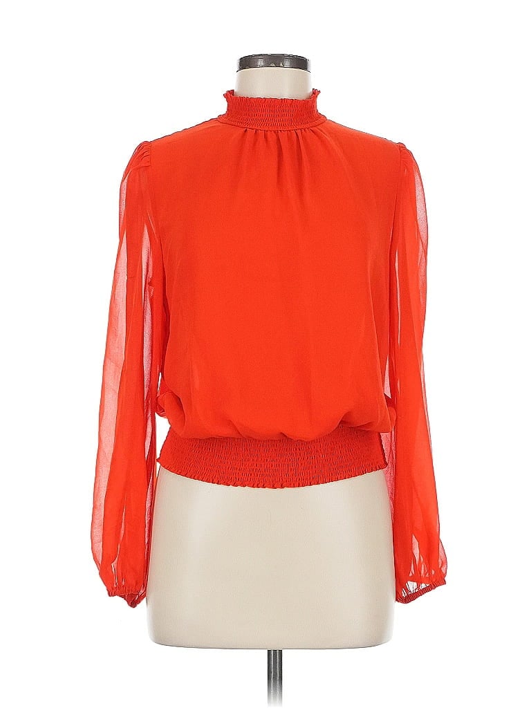 1.STATE Pre-owned Long Sleeve Blouse In Orange