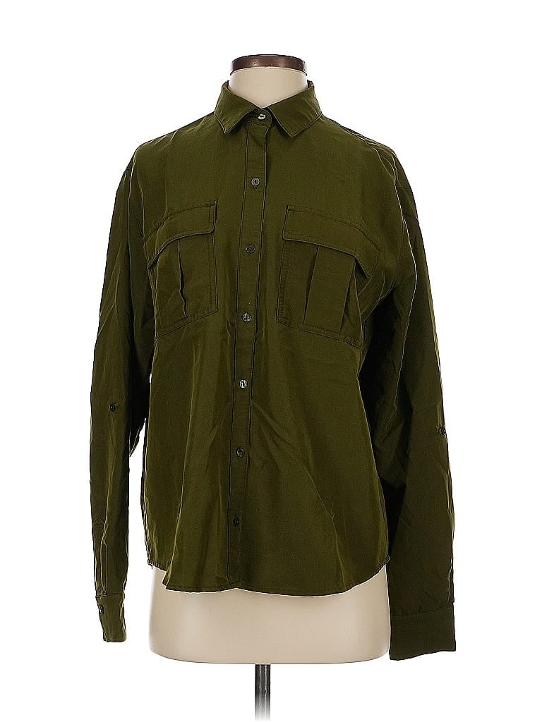 Pre-owned Old Navy Long Sleeve Button Down Shirt In Green