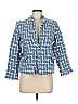 Lafayette 148 New York Print Blue Wool Blazer Size 8 - photo 1