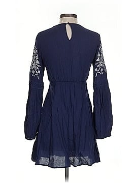 blue rain dresses Navy Pinstripe Button Up Linen Short Dress main image 1
