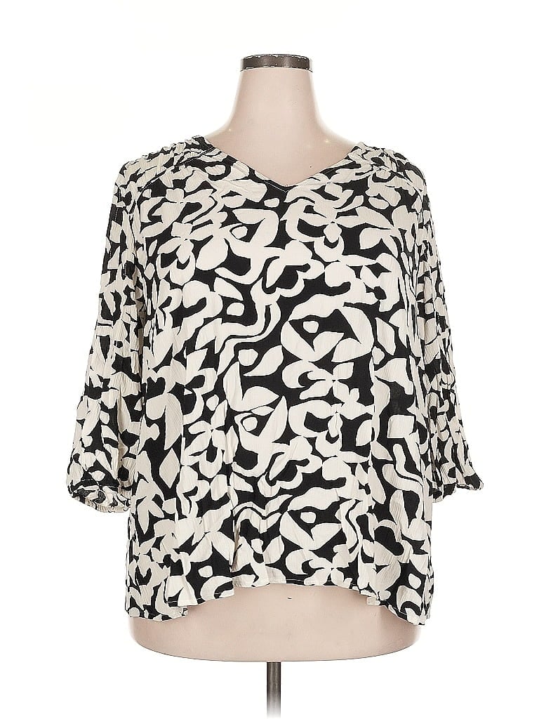 Pre-owned Terra & Sky 3/4 Sleeve Blouse In Multi