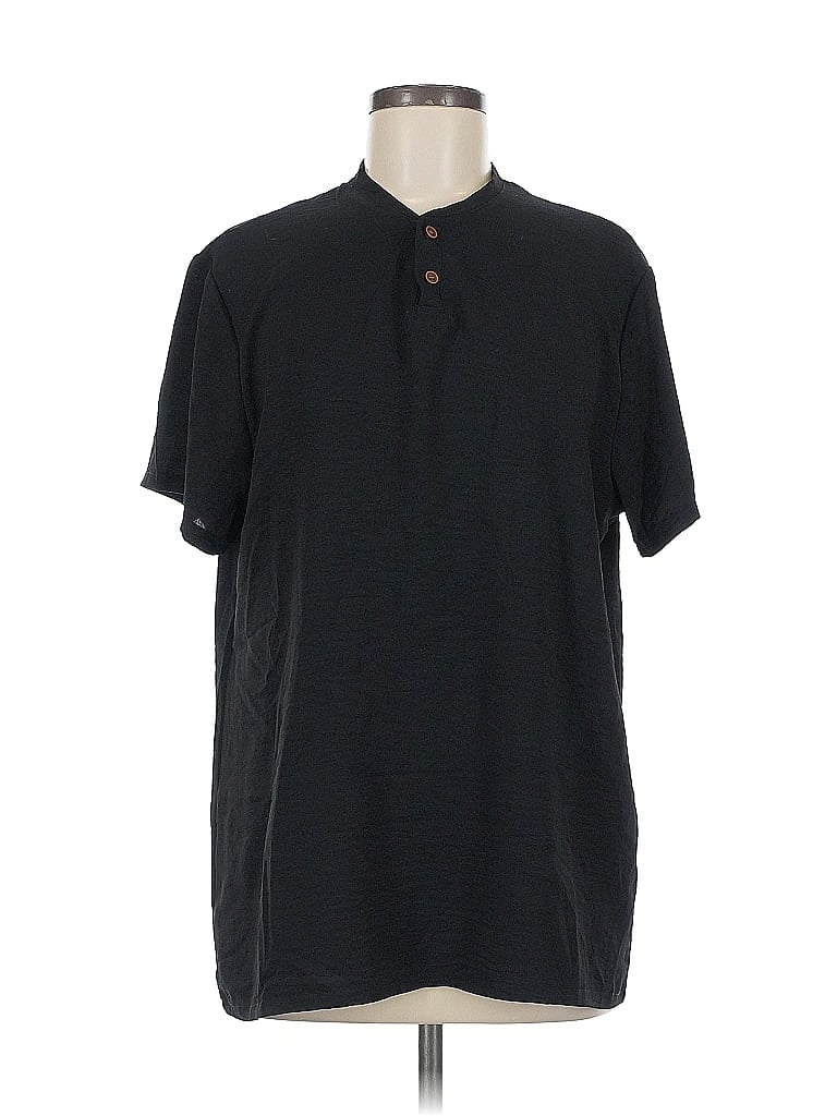 Pre-owned Unbranded Short Sleeve Button Down Shirt In Black