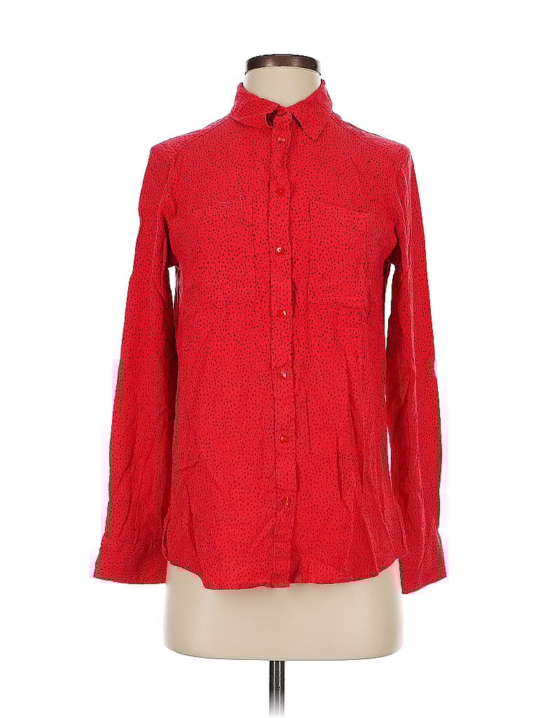 EXPRESS Pre-owned Long Sleeve Button Down Shirt In Red