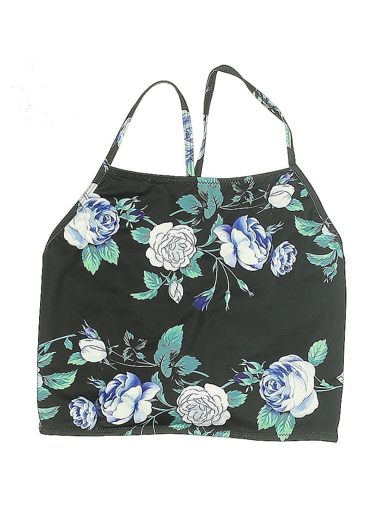 Pre-owned Unbranded Swimsuit Top Blue Floral Pattern Swimwear