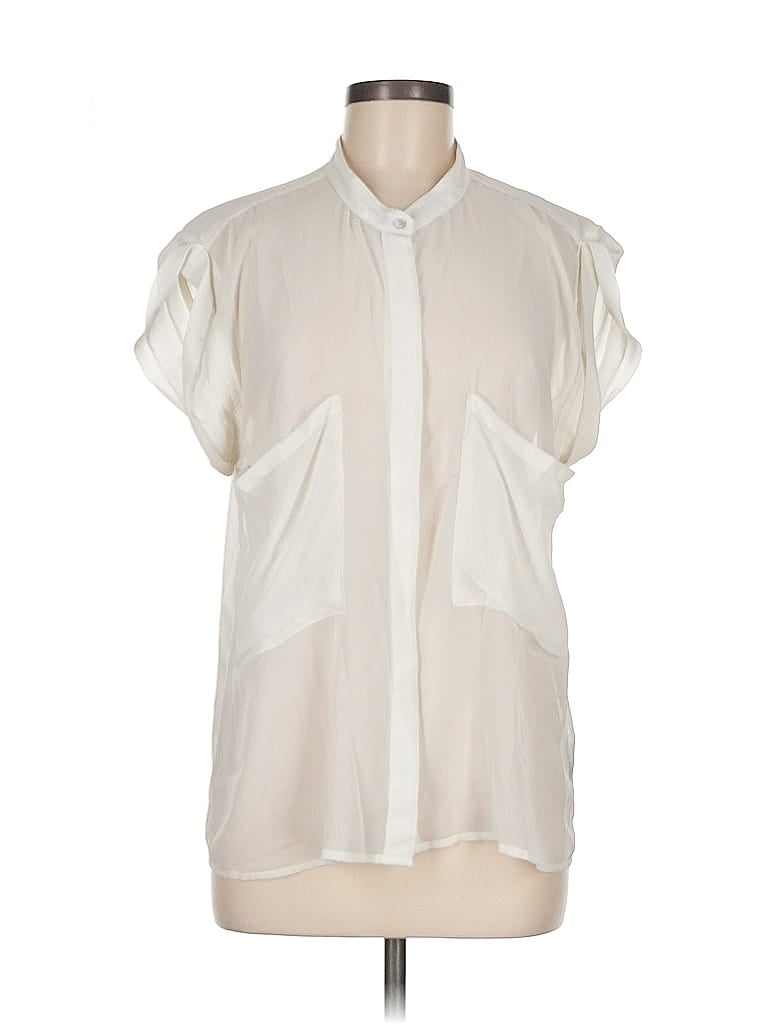 Pre-owned Pjk Patterson J. Kincaid Short Sleeve Blouse In White