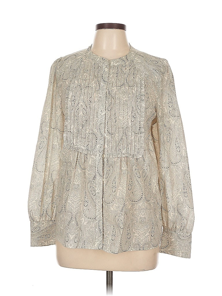 Pre-owned J.crew Factory Store Long Sleeve Blouse In Silver