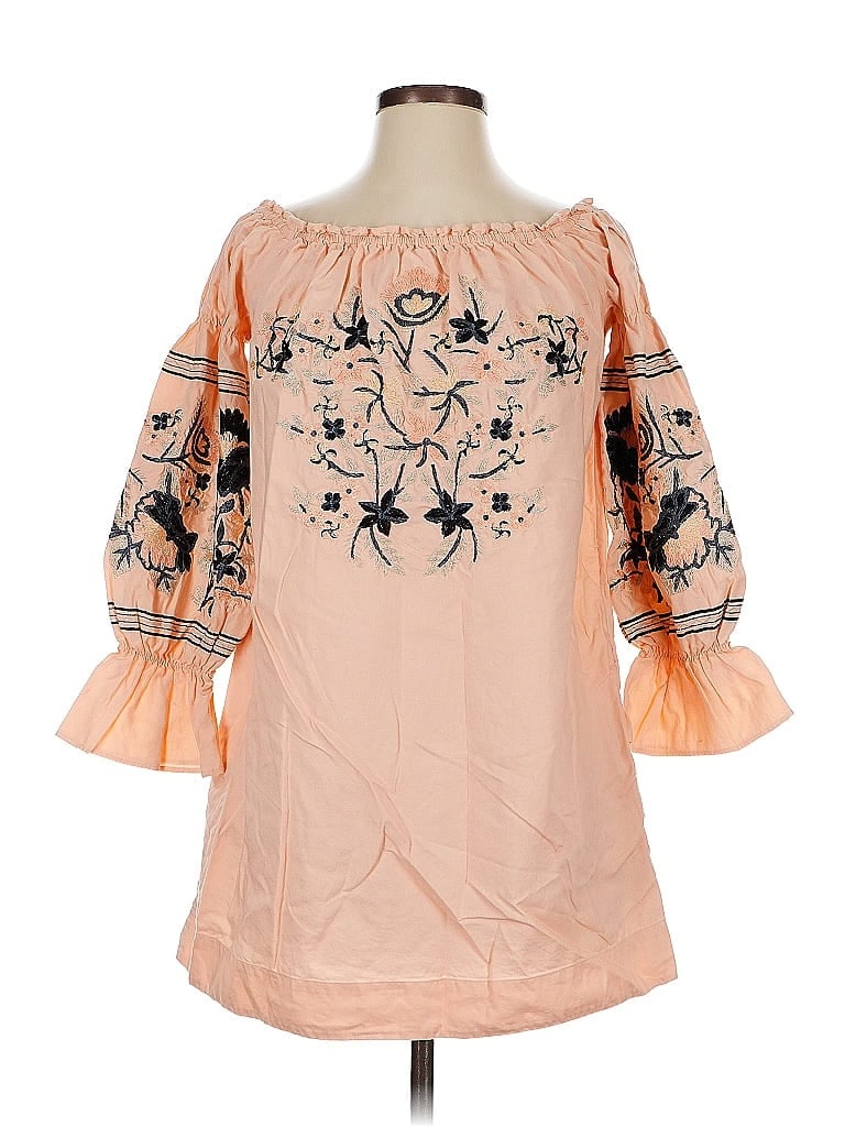 Pre-owned Free People 3/4 Sleeve Blouse In Orange