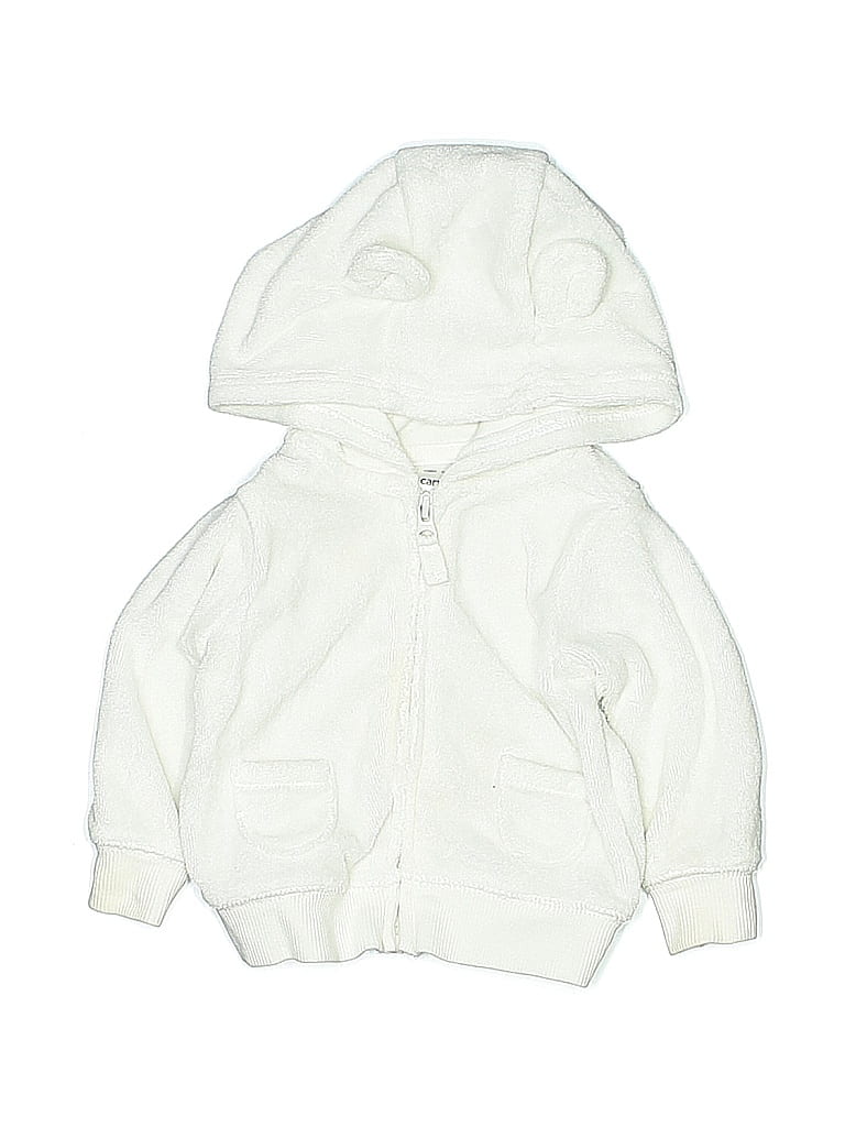 Pre-owned Carter's Babies' Zip Up Hoodie In White