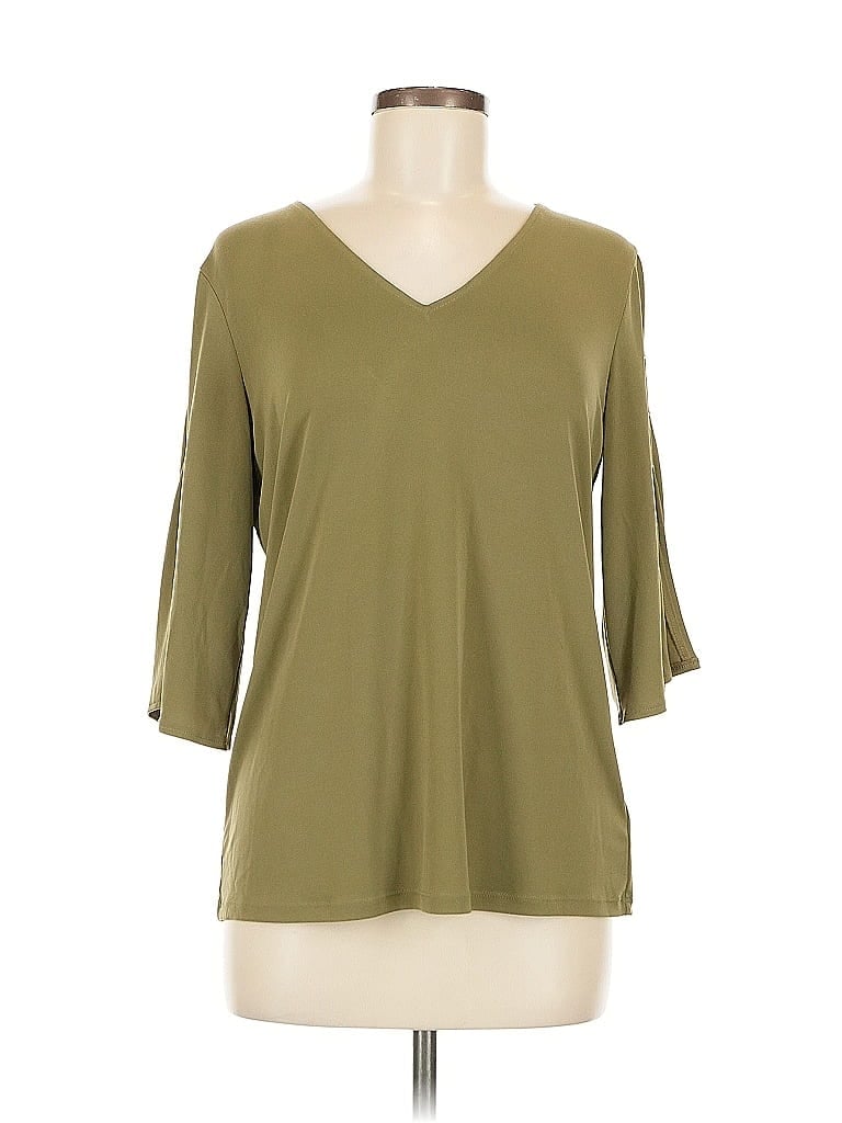 Pre-owned Michael Michael Kors 3/4 Sleeve Top Green V Neck Tops