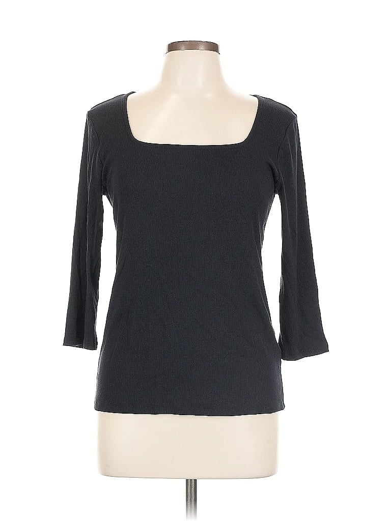 Pre-owned Elie Tahari 3/4 Sleeve T-shirt In Black