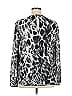 St. John Animal Print Silver Gray Long Sleeve Silk Top Size 16 - photo 2
