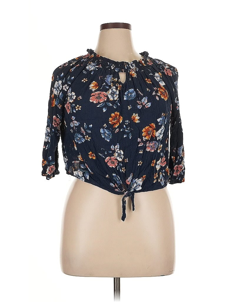 Pre-owned Wishful Park Tank Top Blue Tie Neck Tops