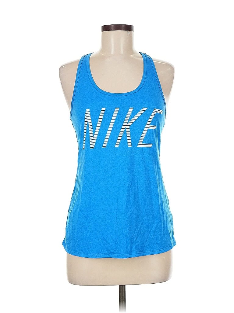 NIKE Pre-owned Tank Top Blue Halter Neckline Tops