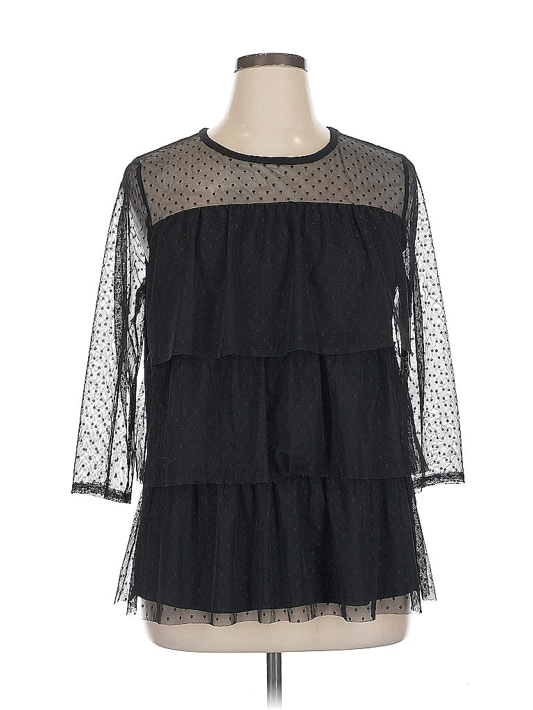 Pre-owned Lane Bryant 3/4 Sleeve Blouse In Black