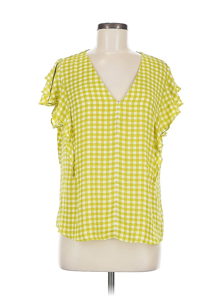 Pre-owned Ann Taylor Short Sleeve Blouse In Yellow