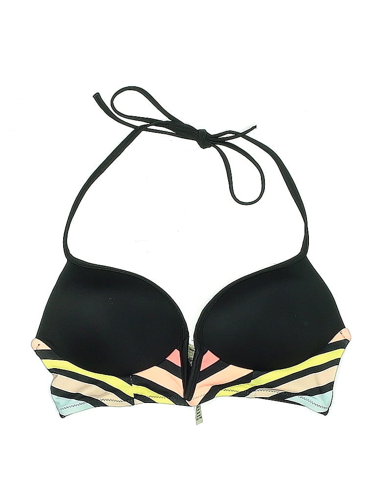 Pre-owned Victoria's Secret Pink Swimsuit Top Black Graphic Pattern Swimwear