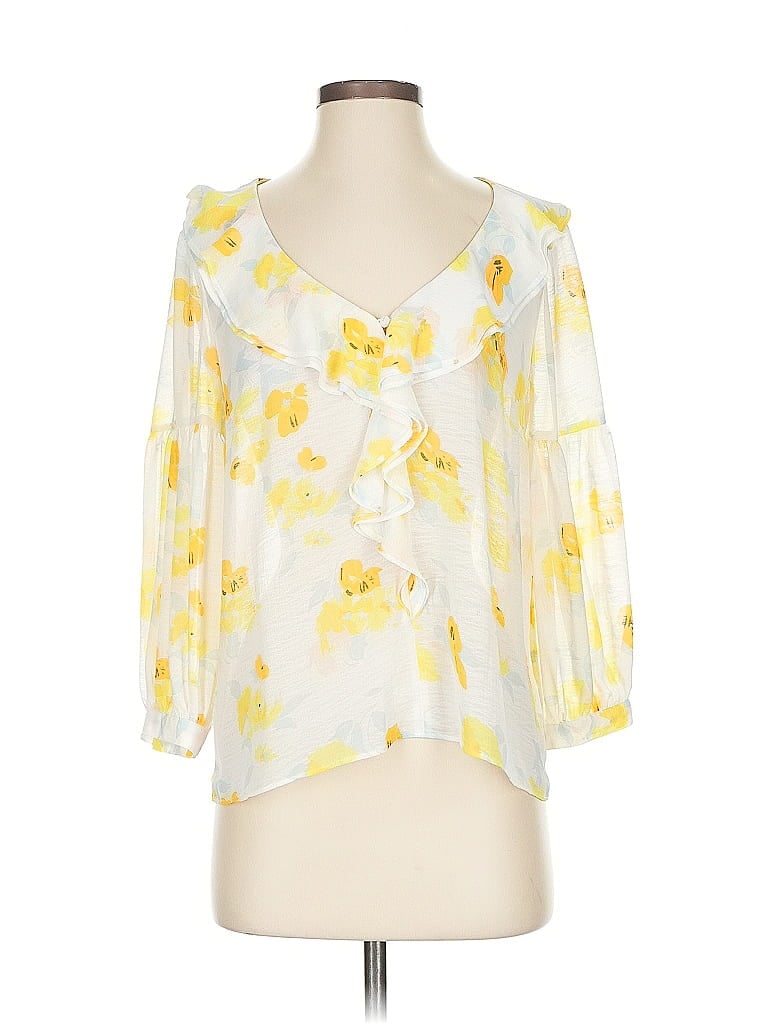 Pre-owned Maeve By Anthropologie 3/4 Sleeve Blouse In Yellow