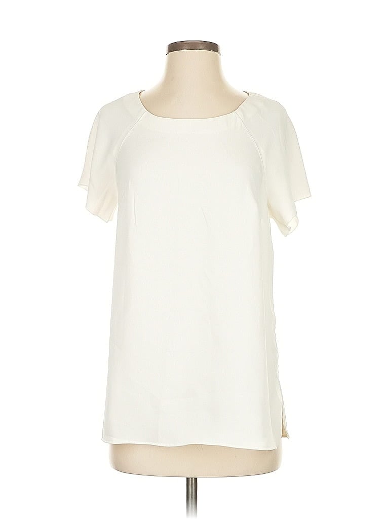 ANN TAYLOR Pre-owned Short Sleeve Top Ivory Cold Shoulder Neckline Tops In White