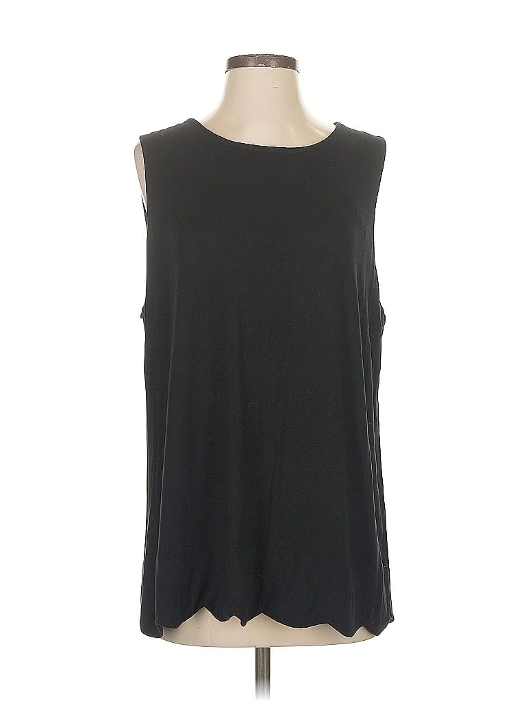Pre-owned Halogen Sleeveless Top Black Scoop Neck Tops