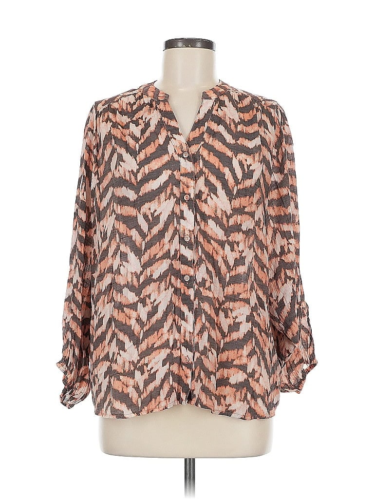 Pre-owned Zac & Rachel Long Sleeve Blouse In Brown