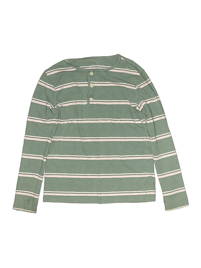 Pre-owned Crewcuts Kids' Long Sleeve Henley Shirt In Green