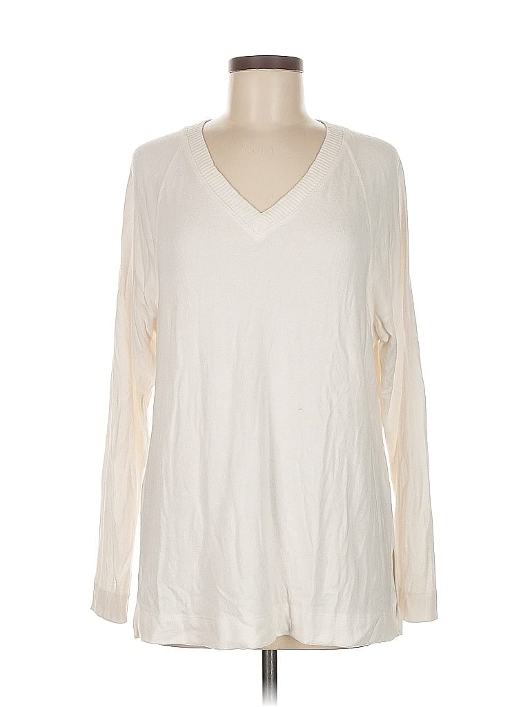 Pre-owned Ann Taylor Loft Pullover Sweater In White