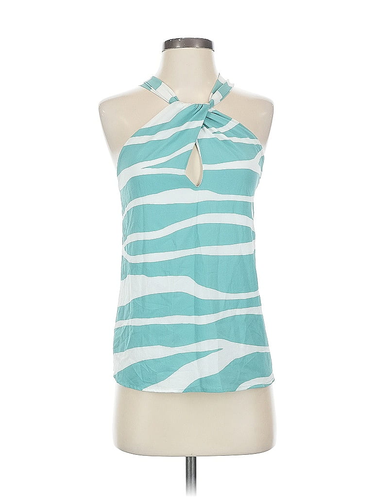 Pre-owned Vici Tank Top Teal Halter Neckline Tops In Blue