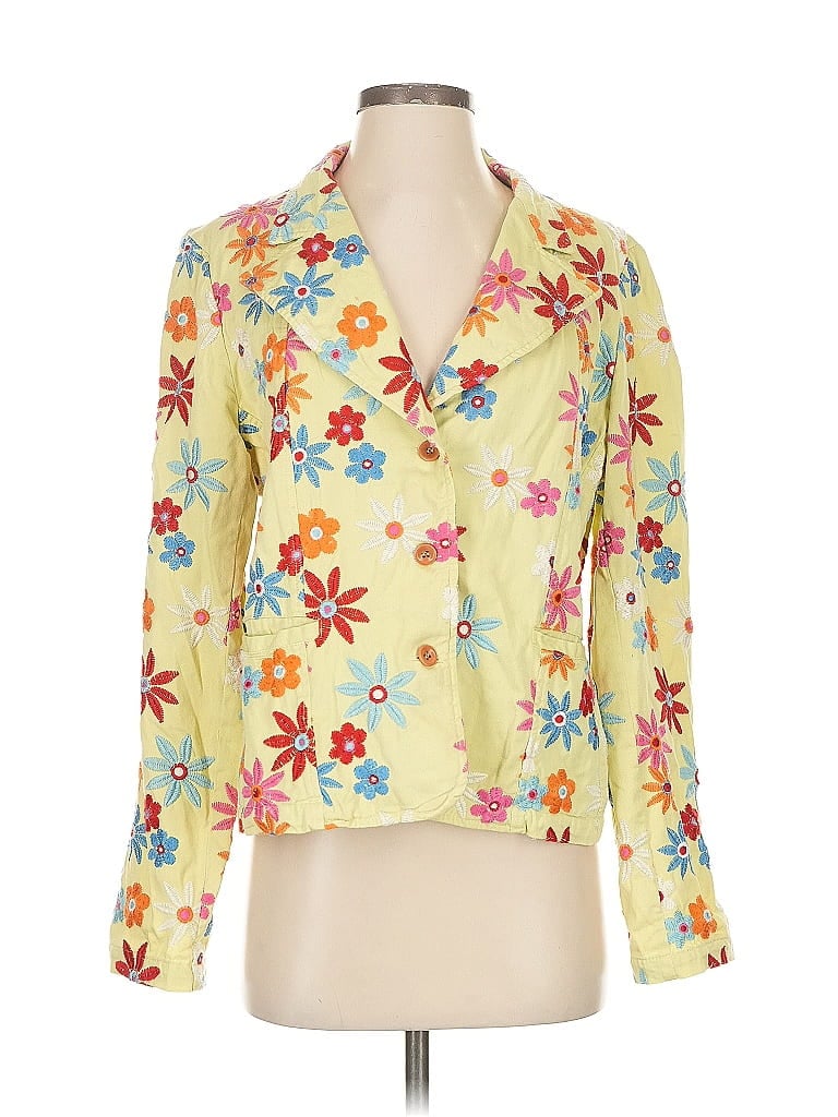 Pre-owned Johnny Was Blazer Jacket In Yellow