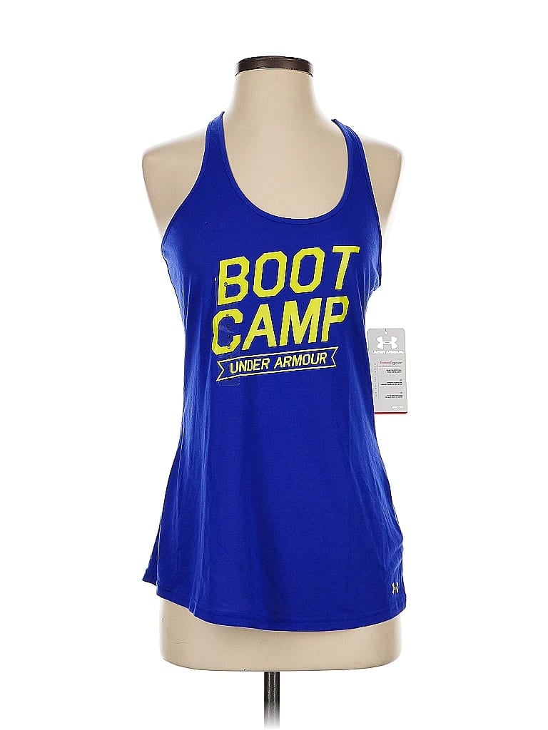Under Armour Tank Top Blue Halter Neckline Tops In Blue