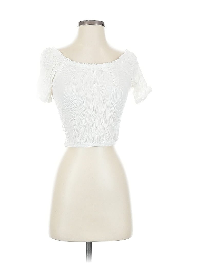 SELF E Pre-owned Short Sleeve Top White Sweetheart Neckline Tops