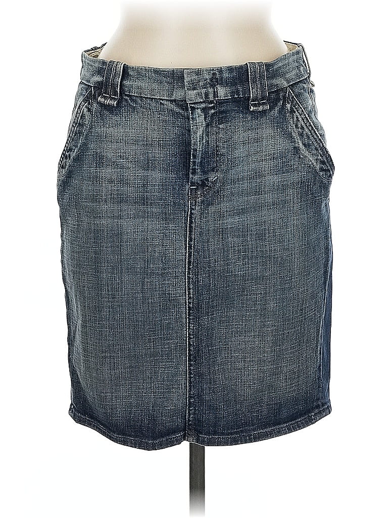 Pre-owned 7 For All Mankind Denim Skirt In Blue