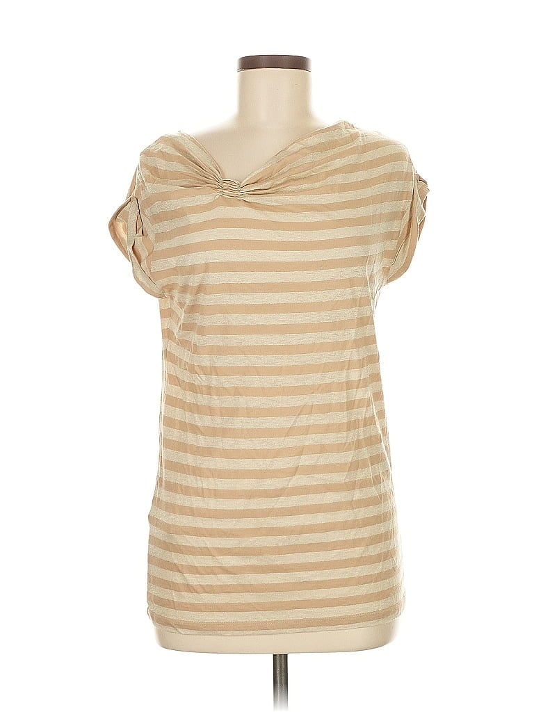 ANN TAYLOR Pre-owned Short Sleeve Top Tan Cowl Neck Tops In Brown