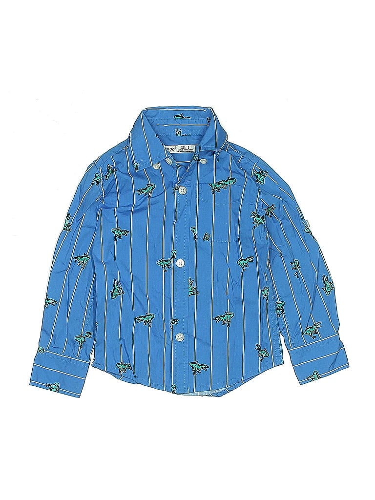 DEX Pre-owned Kids' Long Sleeve Button Down Shirt In Blue