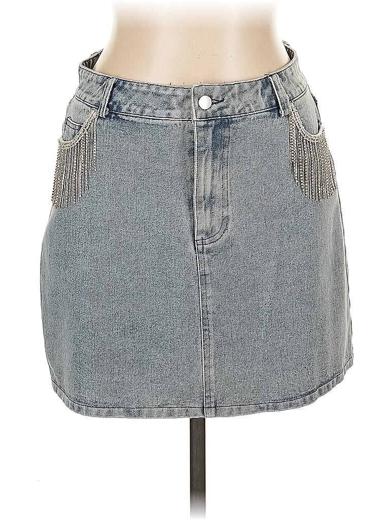 She + Sky Denim Skirt In Blue
