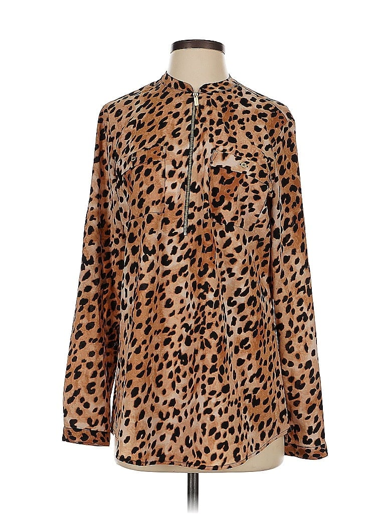 Pre-owned Calvin Klein Long Sleeve Blouse In Brown